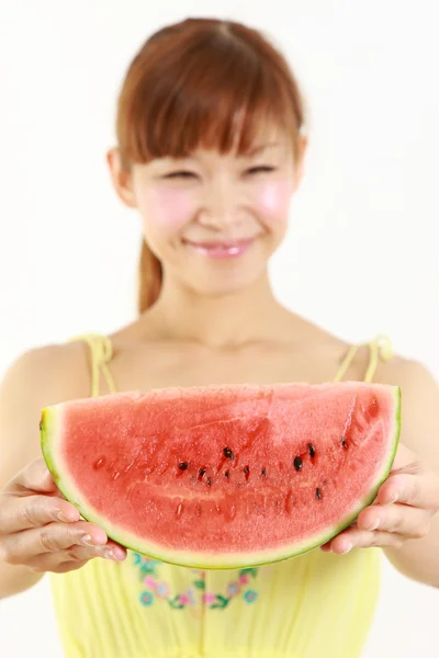 Woman with watermelon　 — Stock fotografie
